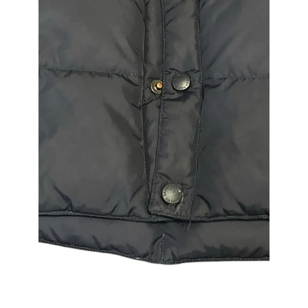Land's End Quilted Vest/Down-Boys-S 7-8-Navy Blue-Stand up co llar-Snap up-1164